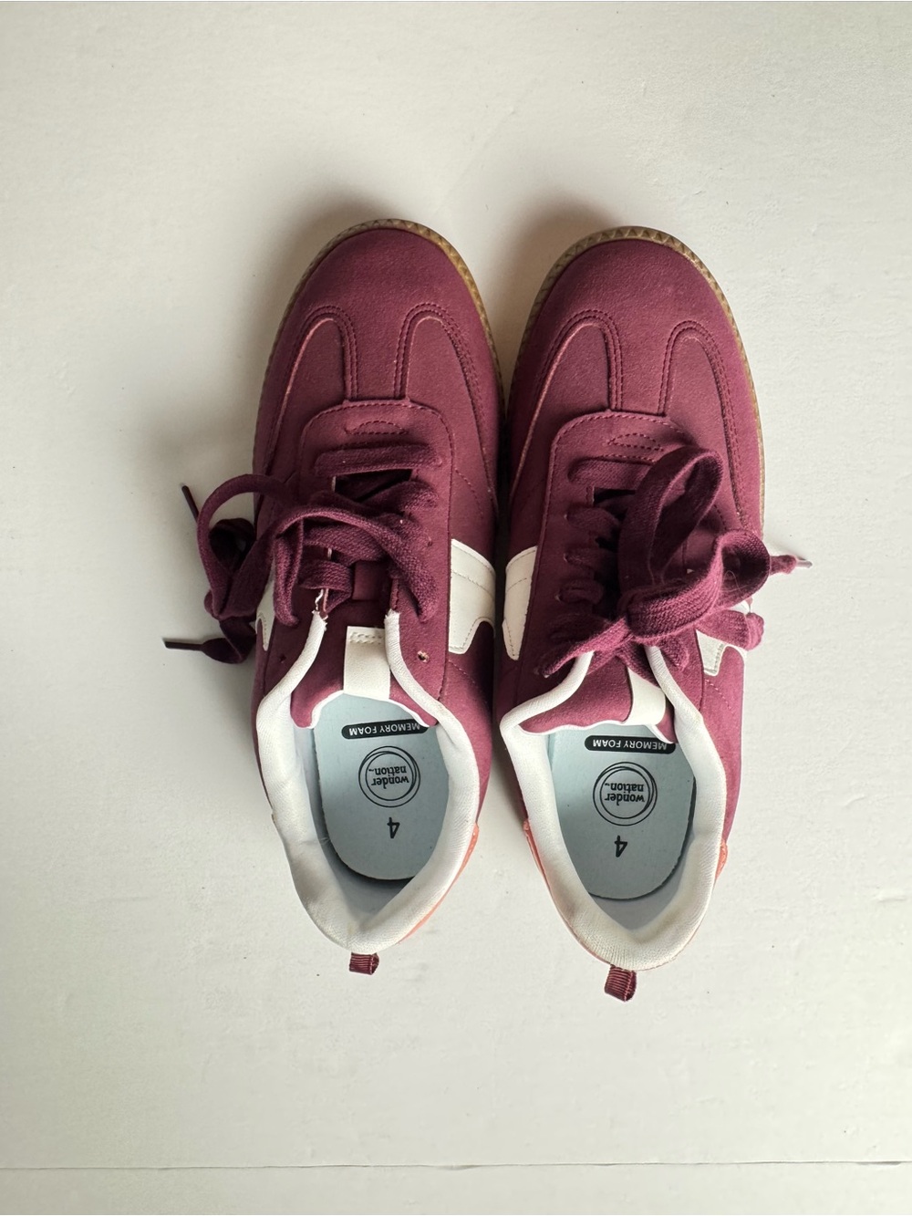 wonder nation Burgundy and White Women's Lace-Up Sneakers